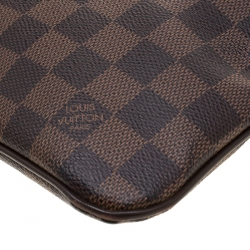 Pre Owned Louis Vuitton Damier Ebene Brooklyn Pochette Plate Bag