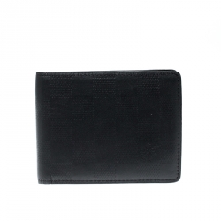 AUTH LOUIS VUITTON MEN BLACK LEATHER INFINI CHECKED SMALL WALLET