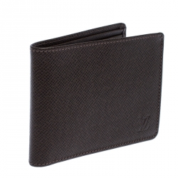 Pre Owned Louis Vuitton Brown Taiga Leather Multiple Wallet