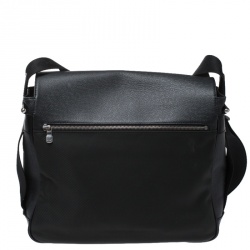 Pre Owned Louis Vuitton Black/Green Taiga Leather and Nylon Viktor Messenger Bag