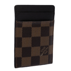 Pre Owned Louis Vuitton Damier Ebene Pince Money Clip Cardholder