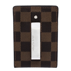 Pre Owned Louis Vuitton Damier Ebene Pince Money Clip Cardholder