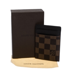 Pre Owned Louis Vuitton Damier Ebene Pince Money Clip Cardholder
