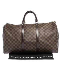 Louis Vuitton Damier Ebene Canvas Keepall Bandouliere 50