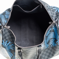 Pre Owned Louis Vuitton Damier Graphite Canvas Christopher Nemeth Blue Rope Keepall Bandouliere 55