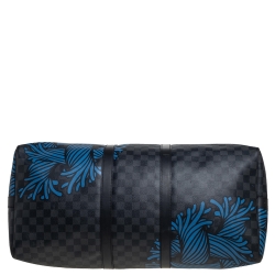 Pre Owned Louis Vuitton Damier Graphite Canvas Christopher Nemeth Blue Rope Keepall Bandouliere 55