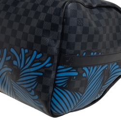 Pre Owned Louis Vuitton Damier Graphite Canvas Christopher Nemeth Blue Rope Keepall Bandouliere 55