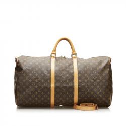 Pre Owned Louis Vuitton Brown Monogram Keepall Bandouliere 60