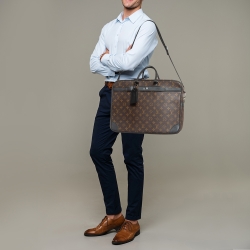 Pre Owned Louis Vuitton Monogram Macassar Canvas Porte-Documents Voyage Bag