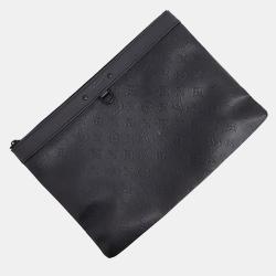 Louis Vuitton Black Monogram Leather Discovery Pochette Clutch 