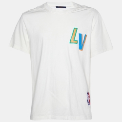 Louis Vuitton X NBA Ivory Logo Print Cotton Crew Neck T-Shirt XL