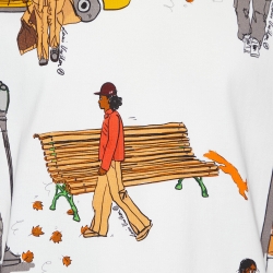 Pre Owned Louis Vuitton White Printed Cotton Knit Crew Neck T-Shirt L