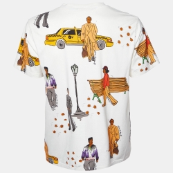 Pre Owned Louis Vuitton White Printed Cotton Knit Crew Neck T-Shirt L