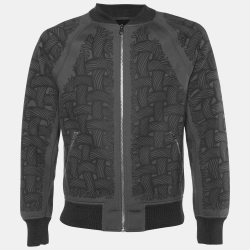 Louis Vuitton Grey Printed Jersey Zip Up Bomber Jacket M