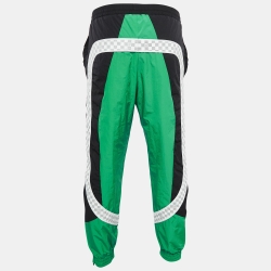 Pre Owned Louis Vuitton Green Virgil Abloh Technical Nylon Damier Trackpants M