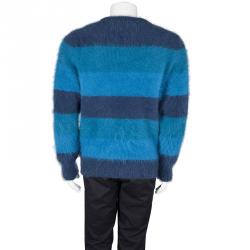 مملوكة مسبقًا سويتر لوي فيتون فازي شعر أنغورا مخطط أزرق L