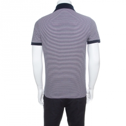 Louis Vuitton Navy Blue and Pink Striped Cotton Knit Polo T-Shirt S