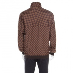 Pre Owned Louis Vuitton Brown Damier Reversible and Convertible Hooded Bomber Jacket XL