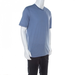 مملوكة مسبقًا  تي شيرت لوي فيتون قطن أزرق أرجواني XL