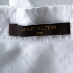 Louis Vuitton White Monogram Fil Coupé Cotton Short Sleeve Shirt S