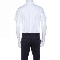 Louis Vuitton White Monogram Fil Coupé Cotton Short Sleeve Shirt S