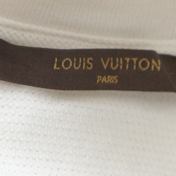 Louis Vuitton Off White Cotton Logo Print Round Neck T-shirt M
