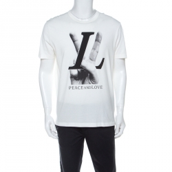 Louis Vuitton Black Cotton Peace and Love T-Shirt M