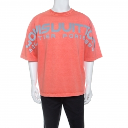 Louis Vuitton Peach Cotton Reflective Logo Oversized T-Shirt XS 