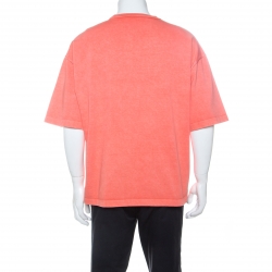 Louis Vuitton Peach Cotton Reflective Logo Oversized T-Shirt XS 