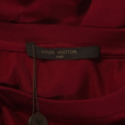 Louis Vuitton Red Logo Embroidered Cotton T-shirt L