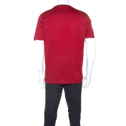 Louis Vuitton Red Logo Embroidered Cotton T-shirt L