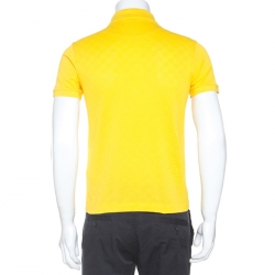 Louis Vuitton Yellow Patterned Cotton Knit Polo T-shirt XS
