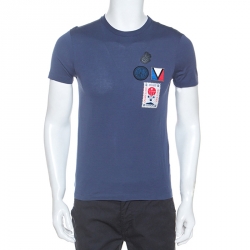 Louis Vuitton Blue Cotton Patch Detail T-Shirt XS