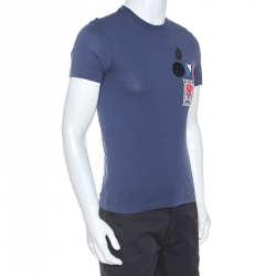 Louis Vuitton Blue Cotton Patch Detail T-Shirt XS