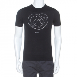 Louis Vuitton Black Pretzel Print Cotton T-Shirt XS