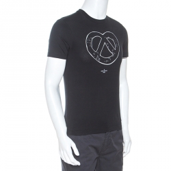 Louis Vuitton Black Pretzel Print Cotton T-Shirt XS