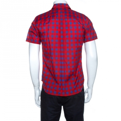 Louis Vuitton Red and Blue Masai Check Short Sleeve Shirt M