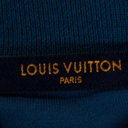 Louis Vuitton Blue Monogram Pattern Velvet Zip Front Jacket L