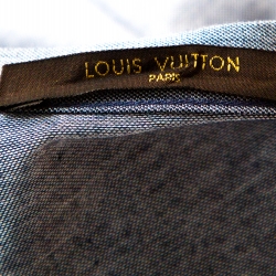 Pre Owned Louis Vuitton Pale Blue Patched Cotton Stitch Detail T-Shirt L