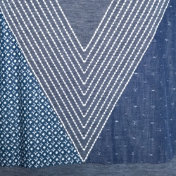 Pre Owned Louis Vuitton Pale Blue Patched Cotton Stitch Detail T-Shirt L