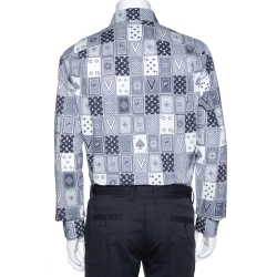 Louis Vuitton Navy Blue LV Cards Print Cotton Regular Fit Shirt L