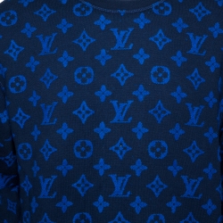 Louis Vuitton Blue Monogram Jacquard Wool Blend Sweatshirt M
