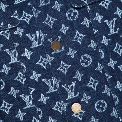 مملوكة مسبقًا Louis Vuitton Navy Blue Monogram Print Denim Jacket XXL