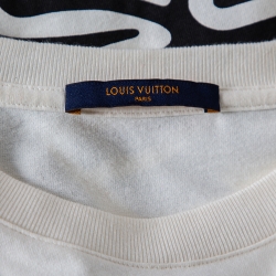 Louis Vuitton Cream Cotton Smoke Logo Printed Crewneck T-Shirt M