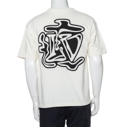 Louis Vuitton Cream Cotton Smoke Logo Printed Crewneck T-Shirt M