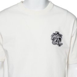 Louis Vuitton Cream Cotton Smoke Logo Printed Crewneck T-Shirt M