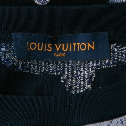 Louis Vuitton Blue Logo Patterned Knit Crewneck T-Shirt M