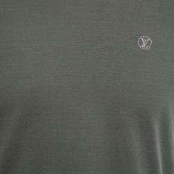 Louis Vuitton Olive Green Cotton Logo Embroidered Short Sleeve T-Shirt M