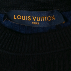 Pre Owned Louis Vuitton Black & Blue Monogram Cashmere Sweater XS