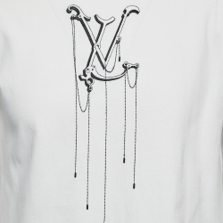 Louis Vuitton White Cotton Logo Embroidered Short Sleeve T-Shirt S